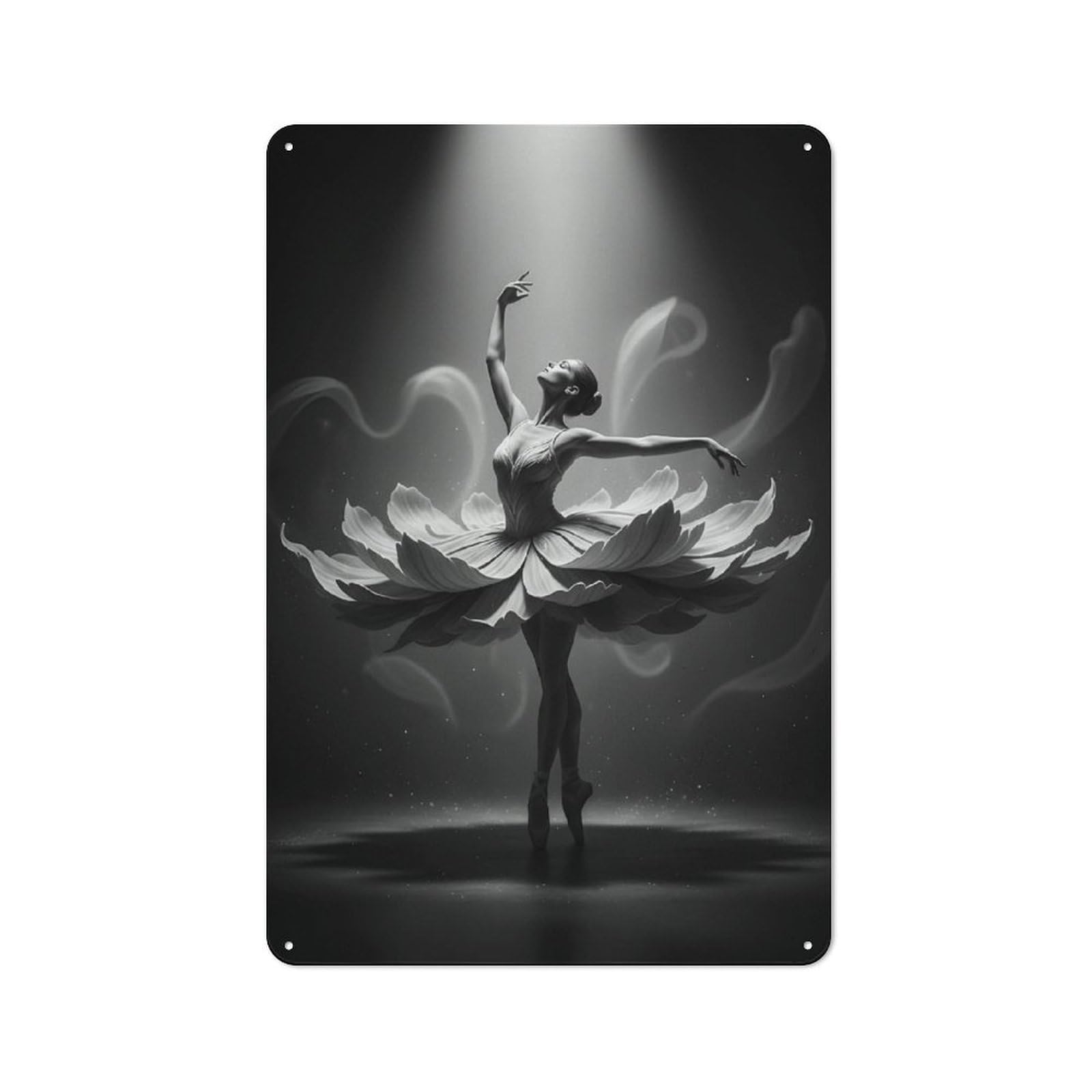 Junmoney Elegant Ballerina In Floral Tutu Tin Wall Plaque 30X20cm With For Garage Wall, With Clear Vintage Wall Decor Character