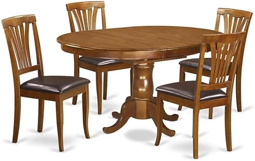 Miniatura 8 de East West Furniture POAV7-SBR-LC - Juego de 7 piezas compuesto por una mesa de comedor ovalada con hoja de mariposa y 6 sillas tapizadas de piel