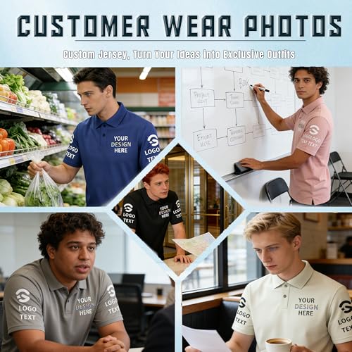 Polos personalizados para hombres y mujeres con logo impreso y texto para golf, trabajo, equipo, negocios casuales miniatura 4