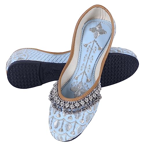 Image of DFR Women Rajasthani Embroidered with Payal Punjabi Mojari Juti Shoe