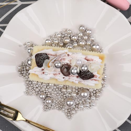Image of Silver Sprinkles for Cake Decorating, 130g /4.6oz Edible Silver Pearl Sprinkles, Candy Baking Decorations, Ice Cream Toppings and Cookie Decorating, Wedding Party Valentines Supplies