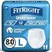 Medline Fitright Ultra Protective Underwear, Large, 4 packs of 20 (80 total)