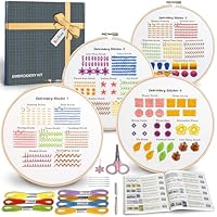 Bradove Classic Stitch Practice Embroidery Kit for Beginners Adults Kids, Hand Embroidery kit with Video Tutorial and Instruction Booklet, Slow Stitching Kits