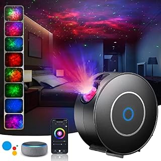 Galaxy Projector, Star Projector Night Light with Timer Function/Voice Control/APP Control, LED Projector Light with 16 Colors RGB Dimming for Baby Kids Adults Bedroom Room Decor Party Gift Black