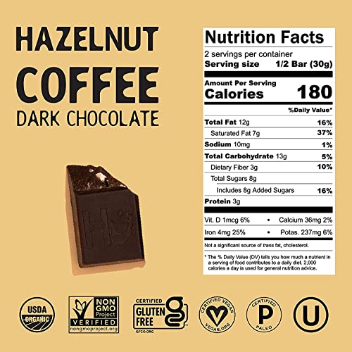 Hu Chocolate Bars | 6 Pack Hazelnut Coffee | Natural Organic Vegan, Gluten Free, Paleo, Non Gmo, Fair Trade Dark Chocolate | 2.1Oz Each #TOP4