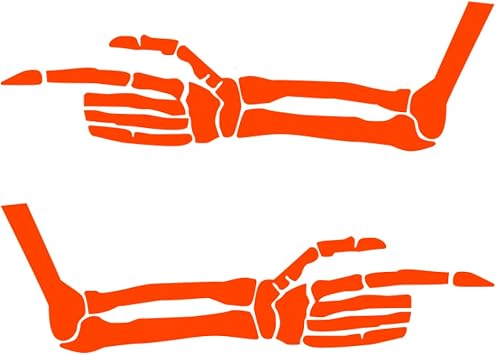 LadyCent 2Pcs Car Side Stickers Stylish Decals Skeleton Arm Graphics Universal Creative Vinyl Film DIY Decals,Glossy Orange