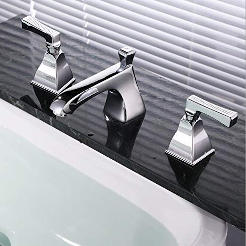Grifo del baño,Grifo para Lavabo de baño, Grifo para Lavabo de baño, mezcladores de baño montados en Cubierta, Mezclador de Laboratorio Dorado, Grifo para Fregadero de Tres Orificios General
