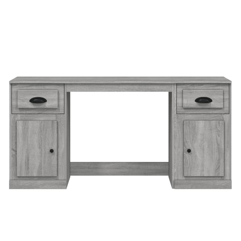 Scrivania portaoggetti grigio Sonoma, in legno Sonoma, 154,5 x 50 x 75 cm, tavolo da ufficio con armadio, scaffale, cassetto per raccoglitori e documenti sul posto di lavoro