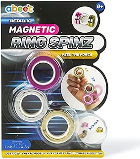 abeec Metallic Magnetic Ring Spinz - Magnetic Rings Fidget Toy in 3 Assorted Metallic Colours - Magnetic Toys Stress Relief for Anxiety  Hand Spinner Fidget Rings for Kids 8+