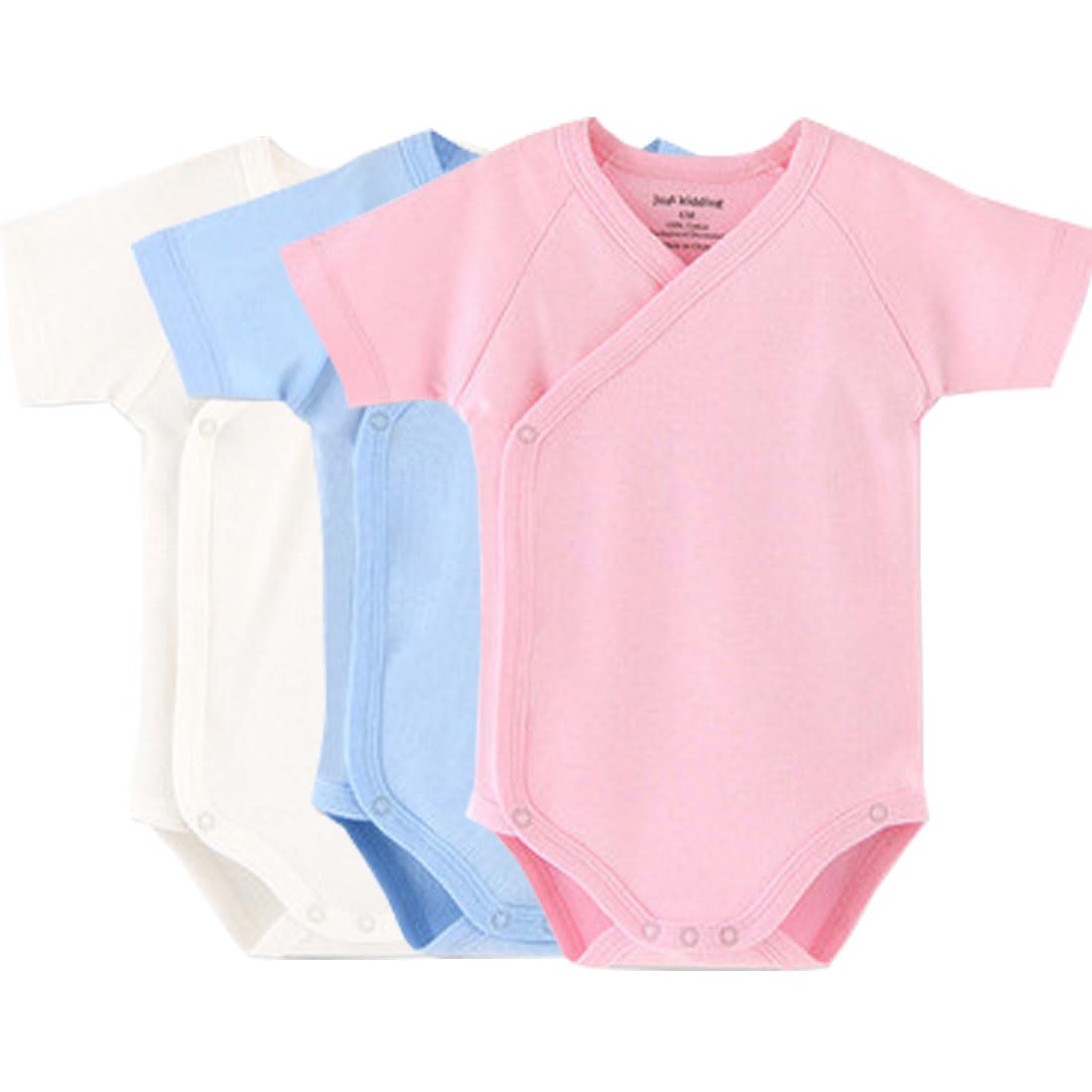 Blueleyu Unisex Infant Solid (3-Pack) -Baby Short Sleeve Onsies Cotton Baby Bodysuit Pack Cardigan Onsies Infants