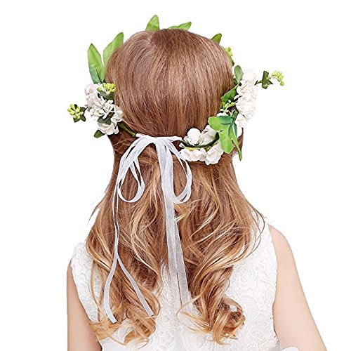 KMALL Bianca coroncina fiori capelli con bracciale...