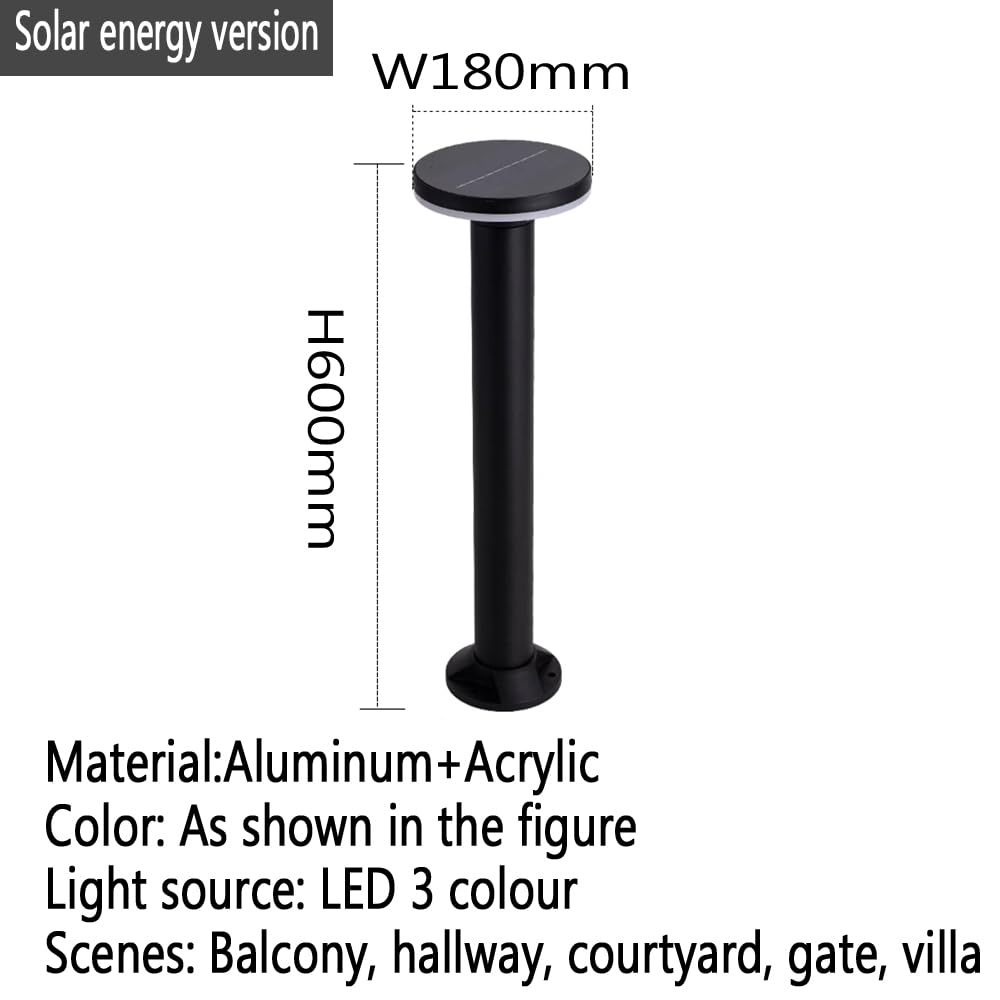 Lampada Solare da Giardino contemporanea, Impermeabile, per Ville, Giardini, Cortili, quartieri residenziali (Stile 37 H60CM, 1 Pezzo)