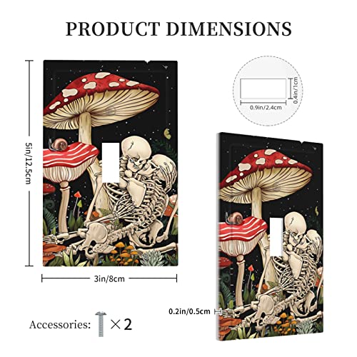 Skull Mushroom Skeleton Light Switch Cover 1 Gang Single Toggle Outlet Wall Plate Cover Faceplate Halloween Gothic Human Snail Flower Universe Galaxy Moon Bohemia Hippie Art Bathroom Bohemian Decor #TOP4