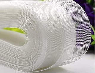 50 Yards Stiff Polyester Horsehair Braid for Polyester Boning Sewing Wedding Dress Dance Formal Dress Accessories (White, 2 inch)