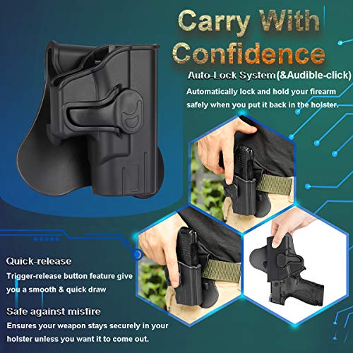 Glock 43 Holster, Owb Paddle Holster For Glock 43 / Glock 43X Pistol-Not Fit Mos, Laser , Rail, Adjustable Cant，Autolock，Finger Release Button Polymer Outside Waistband Tactical Gun Holster-Right Hand #TOP2