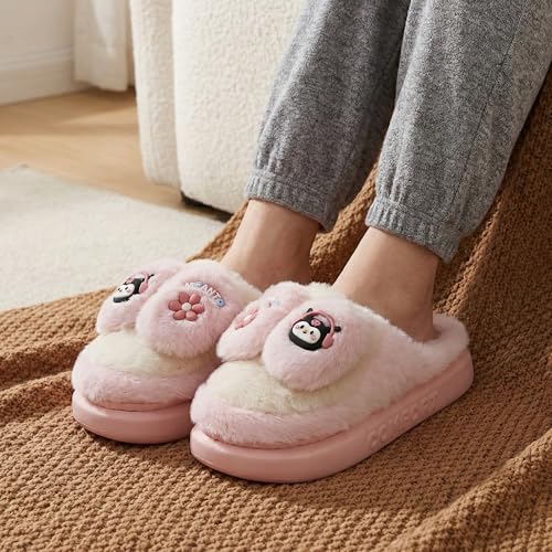 Image of VRITRAZ Women's Comfort Slip On Closed Toe Warm Winter House Clog Indoor Slipper with Cute Print and Degins