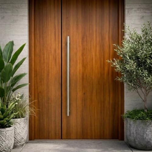 HYDROWARE Modern Contemporary Long Stainless Steel Push Pull Door Handle for Home Entrance Glass Shower Wooden Barn & Office Store Shop Doors - Elite Model - Round (Brushed Silver, 48 Inch) by HYDROWARE - Used condition - Image 2