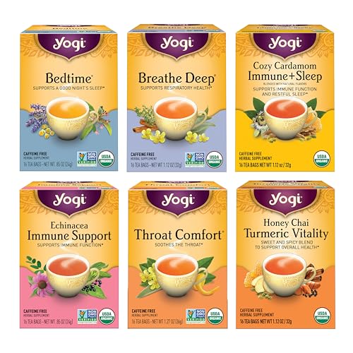 Yogi Get Well Tea Sampler (6 pk, 16 ea) - Organic Herbal Teas for Immune Support