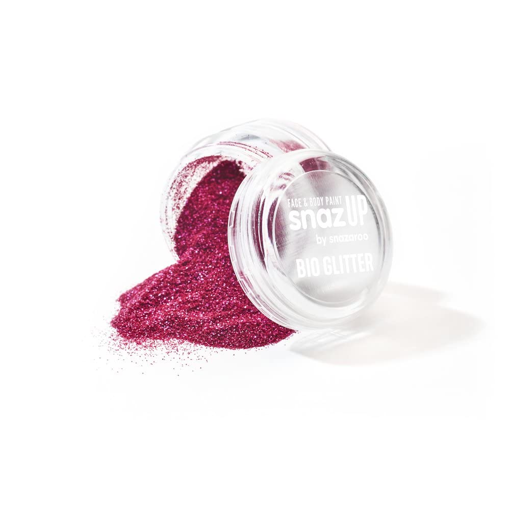 Snazaroo Bio Glitter Face and Body Paint, Biodegradable Chunky Gliter, Pink Colour, 3g