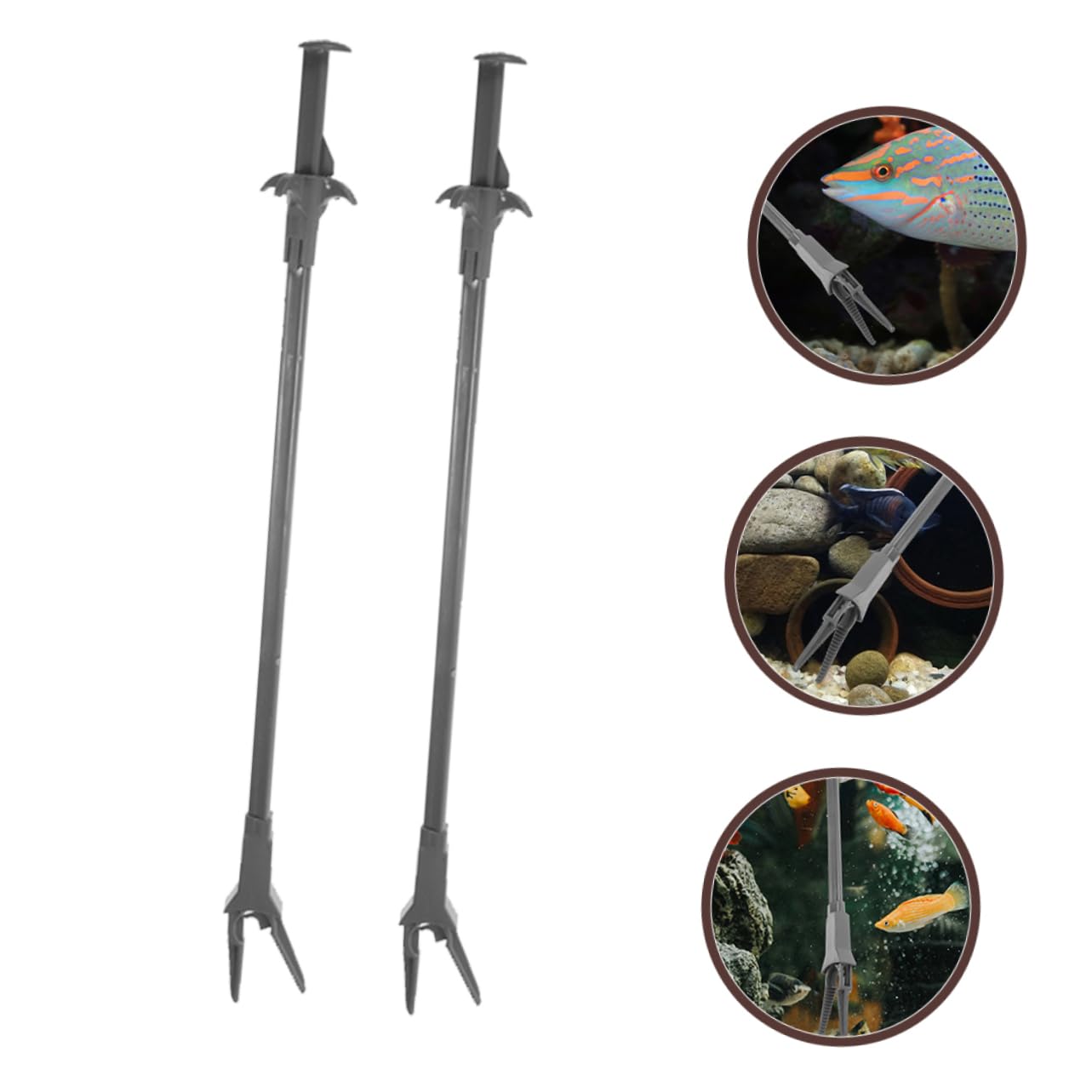 Kisangel 8 Piezas Clip De Plantación Acuática Herramientas De Terrario Pinzas De Alimentación Largas Pinzas para Acuarios Clip De Limpieza De Algas Tanque De Peces El Plastico Dark Grey