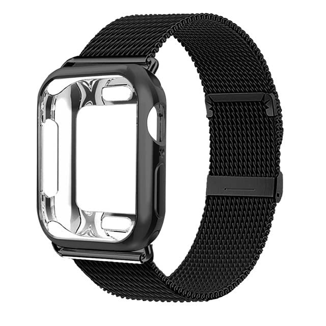 Bracelet milanais Apple Watch 38mm fermeture magnétique et boîtier de protection