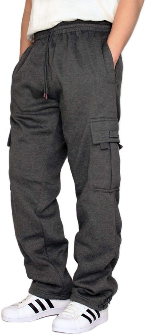 URBANJ Men's Fleece Cargo Sweatpants Heavyweight Size S-5XL