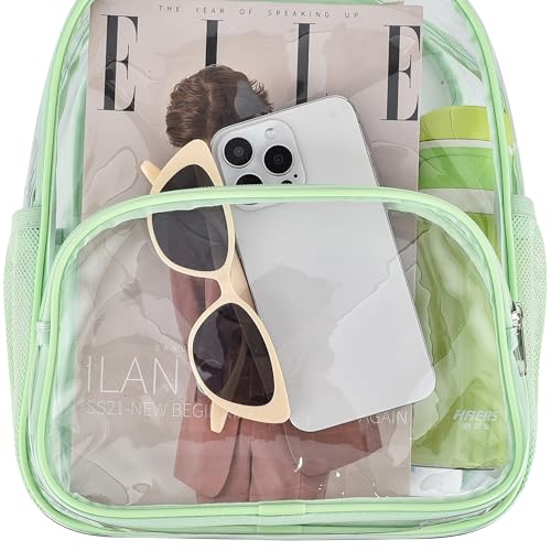 Image of Busiuw Clear Backpack for Stadium Events 12x12x6 with Front Pocket for Concert Sport Fashion Women Backpack Events Work Travel(Avocado green)