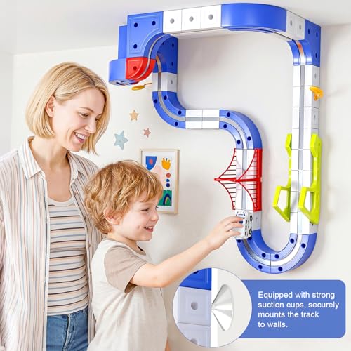 WUPIOS KlickRail Electric Train Set for Kids 3 4 5 6 7 8, 3D Flexible Race Track Magnetic Track Car with Gravity Defying Train Track Cube Track,115 PCS Car Track for Toddlers 3-5 STEM Learning Gift - Image 2