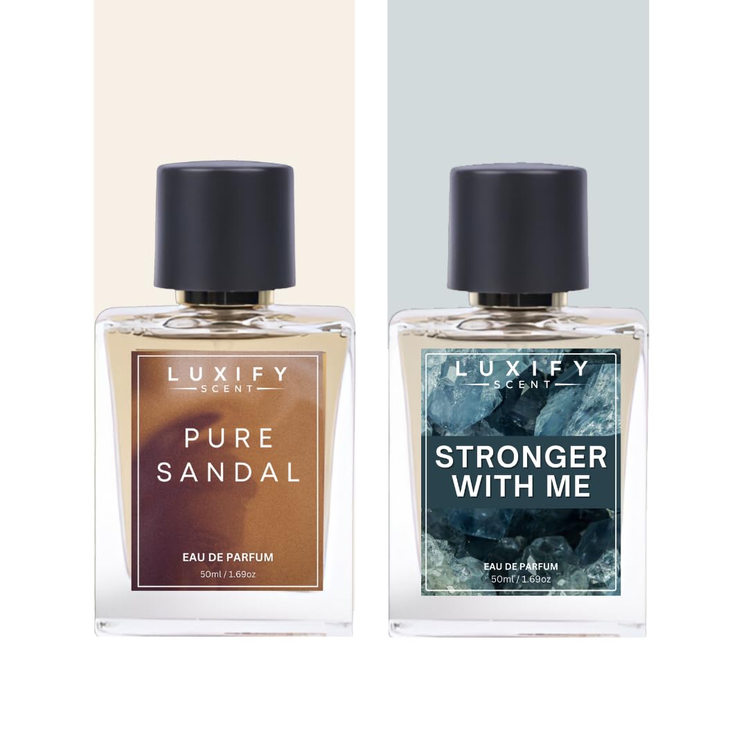 LUXIFY SCENT Pure Sandal and Stronger with me Perfume | Notes of Rose, Amber & Sandalwood Fragrance | Eau De Perfume| Unisex Fragrance | Luxury Gift Pack | 50ml