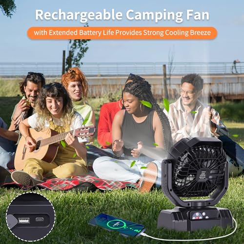 AVV-High-Speed-Portable-Camping-Fan-Rechargeable-Fan-Beach-Fan-with-Remote-Control-Battery-Powered-Fan-with-Auto-Oscillating-Outdoor-Fan-with-Camping-Essentials-Accessories-for-Patio-Tent-Black