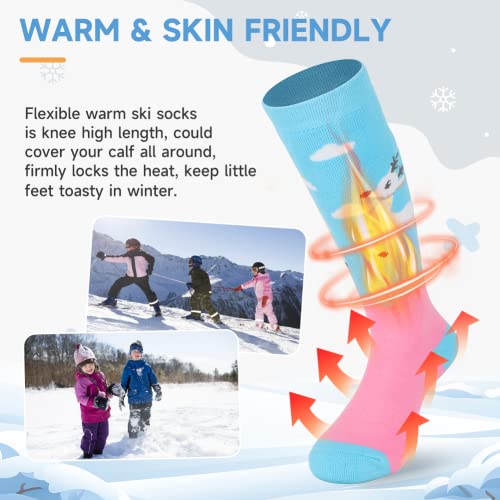 Findway Kids Ski Socks, 2 Pairs /3 Pairs Warm Cotton Snowboard Socks Boys Girls For Skiing Outdoor Cold Weather #TOP2