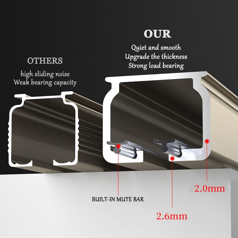 Heavy Du Adjuble Aluminiowy system szyn sufitowych do montażu na ścianie, do salonu i sypialni, czarny, mocny i wszechstronny B-125 cm