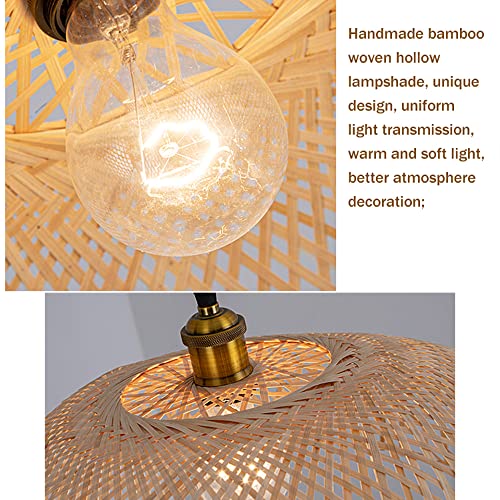 Lámpara de cocina de bambú tipo farol colgante con cable largo para techo rústico 2