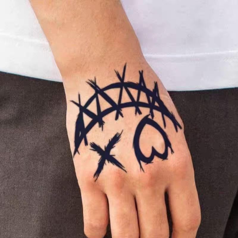 ARYU 15 StüCk Clown Geist Gesicht KräUtersaft Tattoo Aufkleber Halloween Langlebige Tattoo Aufkleber Handgelenk Smiley Gesicht Wasserfest