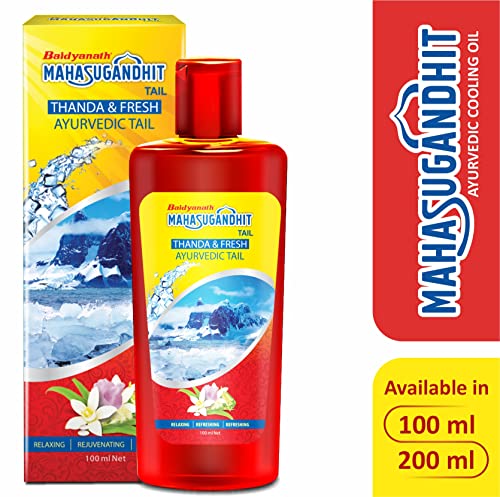 Image of Baidyanath Ayurved Mahasugandhit Oil - Ayurvedic Tel /Tail | Helps to Calms the mind, Induces Deep Relaxation | For Natural Sleep, Relieves Stress, Anxiety, Tension and Headache | 200 Ml (100Ml x Pack of 2)