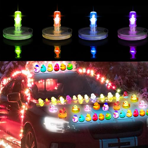 Light Up Duck Plugs, Led Light Duck Plug Holder,16 Luminous Modes On-Off Control Led Lamp Rubber Duck Mount, Duck Holder Mount for Car Lover Car LED Lights Christmas (Excluding Rubber Duck) (4PCS)