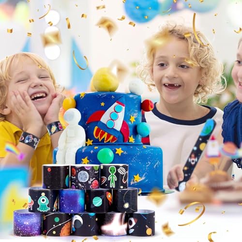 Image of SILLYME 12pc slap bands for kids (Space theme) - Return Gifts Birthday Party For Kids - Best Birthday Return Gift For Kids 6-12 - return gift for kids age 6-10 10-12