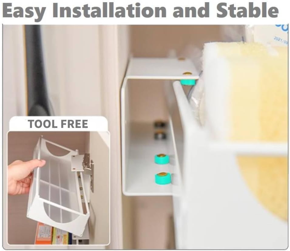 Under Sink Organizer Sliding Storage Rack for Kitchen & Bathroom, Space-Saving Pull-Out Storage for Bottles, Spices, Cleaning Supplies Adjustable Under Cabinet Organizer Durable Metal Shelf, White - Image 3