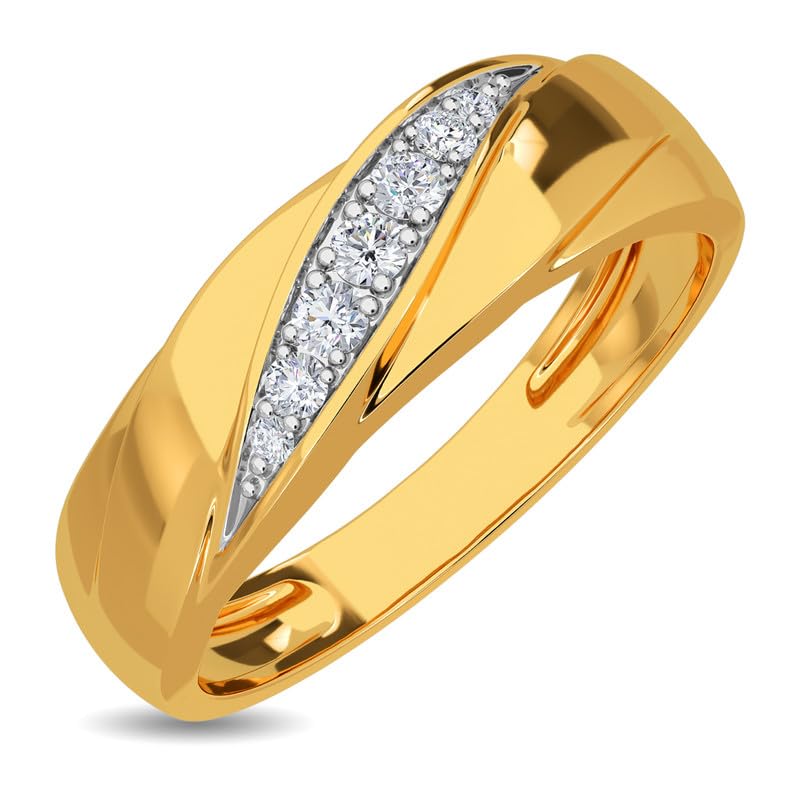 14K BIS Hallmark Pure Yellow Gold & SI Real Diamond Aiden Diamond Ring For Mens Size 14-image-27