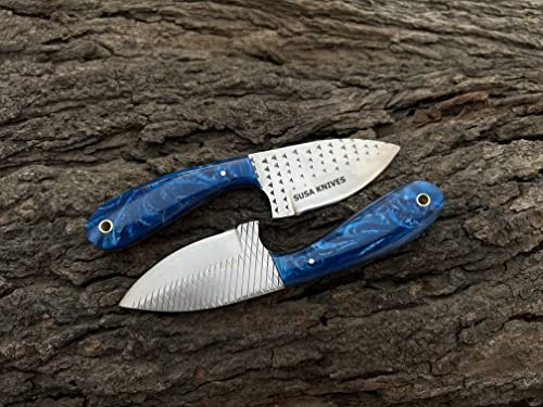 Image of 7 Inch Handmade Farrier Rasp Bull Cutter Knife - Custom Horse File Steel Cowboy Skinner with Premium Leather Pancake Sheath - Heavy Duty Hunting & Ranch Tool