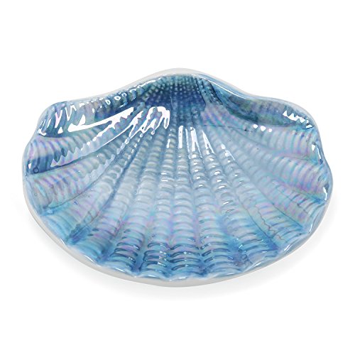 FORLONG Ocean Conch Sea Shell Ceramic Bathroom Accessories Set of 4,1 Gargle Cups 1 Toothbrush Holders 1 Soap Dishes 1 Soap Dispenser (Blue) by FORLONG - Image 6