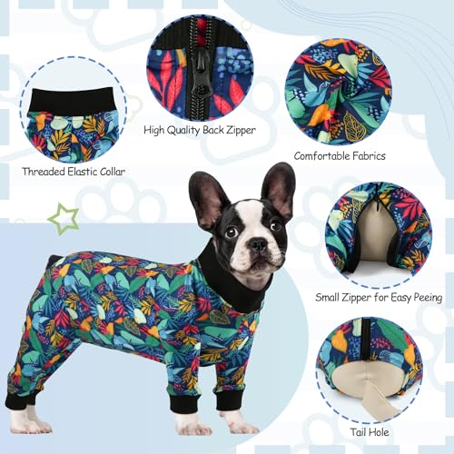 Image of Dog Onesie After Surgery Recovery Suit Shed Defender Dog Suit for Small Miedium Large Female Male Neuter Dogs Rainforest L