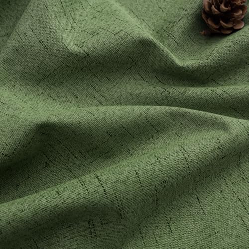 Image of 100% Blackout Linen Textured Curtains for Bedroom Full Light Blocking Room Darkening Bronze Grommet Window Drapes Thermal Insulated Energy Efficient Home Decor 52x84 Olive Green (2 Panels)
