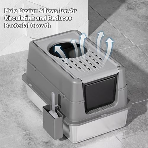Arenero metálico cerrado para gatos con tapa abatible miniatura 4
