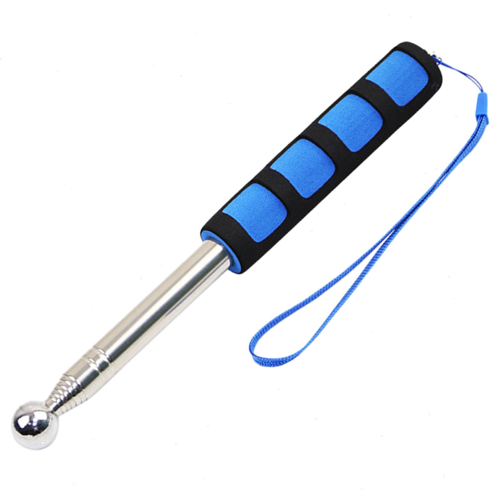 Self Defense Stick Retractable, Hollowing Drum Detection Hammer, Blue
