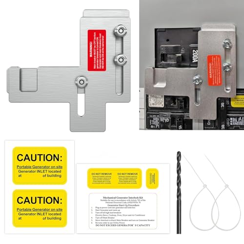Generator Interlock Kit Compatible with Siemens or Murray 150 and 200 amp Panels Generator Horizontal Electrical Interlock Kit 7/8-1 1/4 inches Spacing Between Main and GEN Breaker