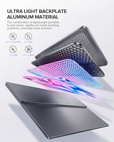 Image of UPERFECT Portable Monitor 4K 60Hz 18.5 inch, 145% sRGB QLED Laptop Monitor, 400 Nits Ultra-Slim Monitor, USB-C & HDMI, VESA & Case, Travel Second Screen for Laptop, Computer, Mini PC, Game Consoles