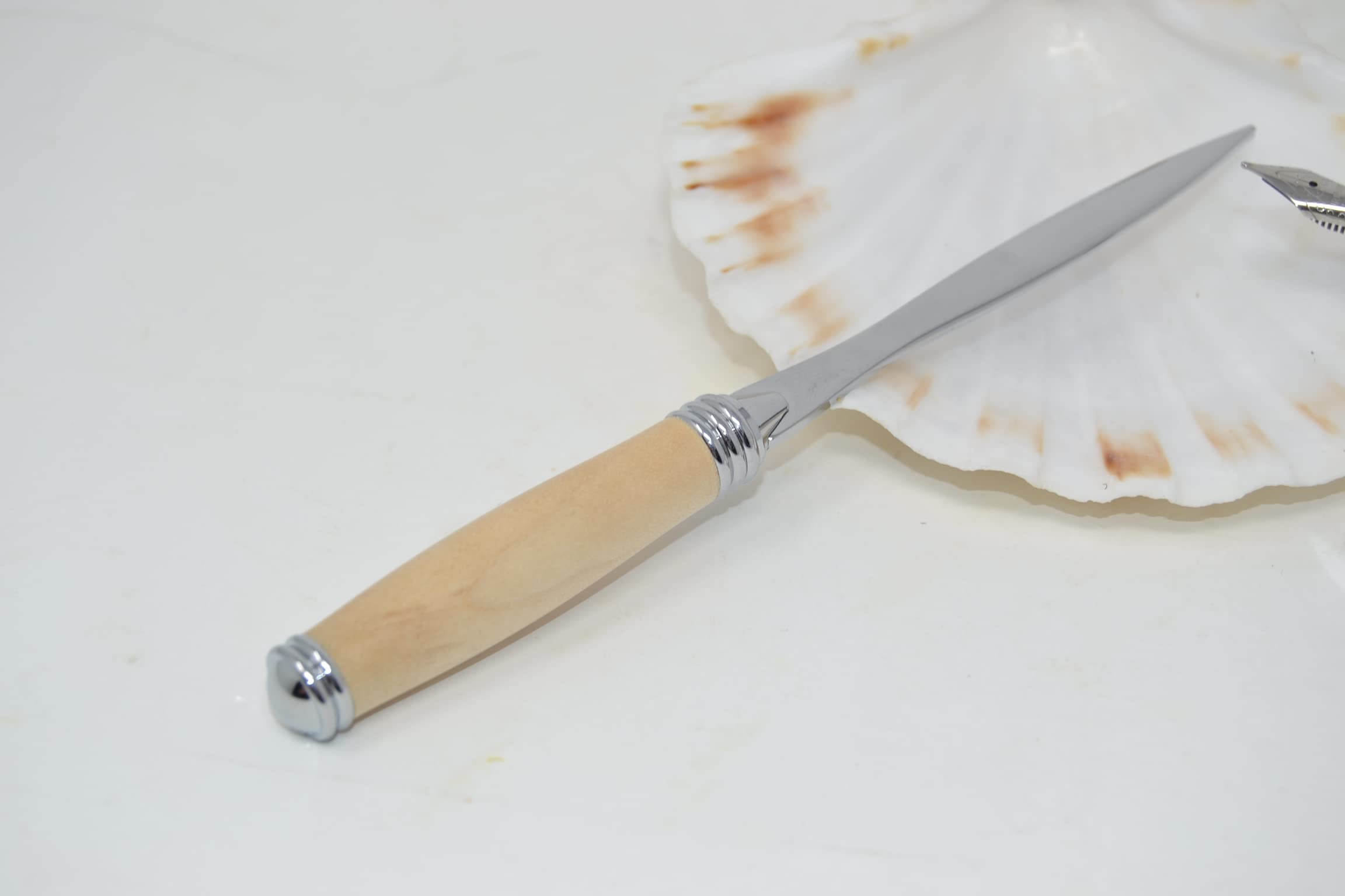 Holz Schreibset aus Ahorn – Kugelschreiber & Brieföffner Set, handgefertigt, verchromt, nachfüllbar, Unikat mit Geschenkbox - Holzgeschenk