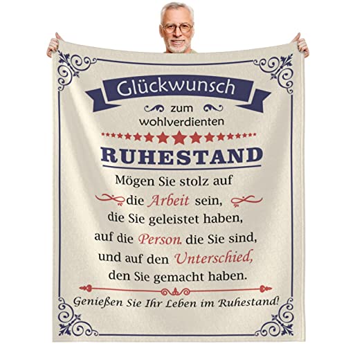 Renteneintritt Geschenk Frau Männer, Rentner Ruhestand Geschenke für Frauen Mann, Flauschige Decke Kuscheldecke Fleecedecke, 130x150cm Cover