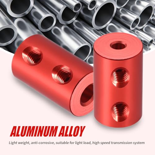 2 Stück 2mm Auf 4mm Starre Kupplung, L20 x D12 Stellschraube Wellenkupplung Motorverbinder Aluminium-Legierung Für 3D Drucker, Motorzubehör, RC Boot Auto Flugzeug, Rot